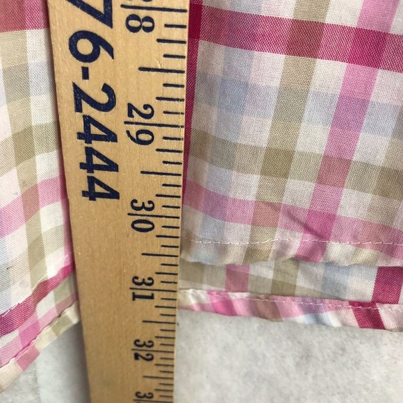 Saddlebred Mens Dress Casual Shirt Large Pink Plaid Short Sleeve Button Up - Picture 5 of 7